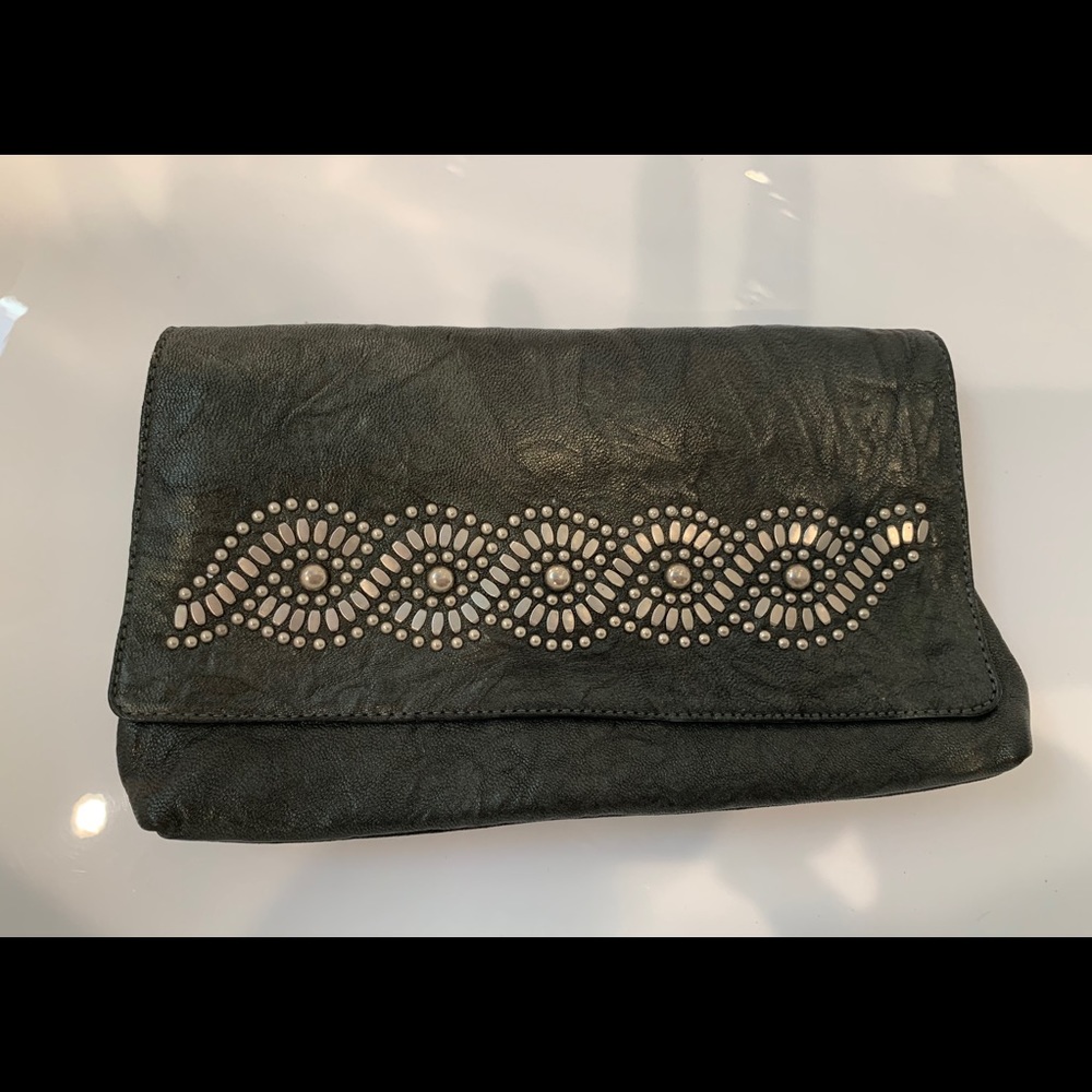 Calleen Cordero Pewter leather Clutch